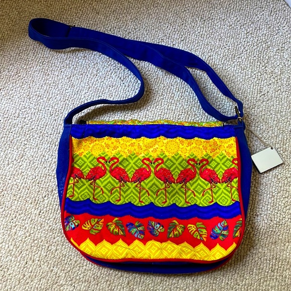 Paul Brent flamingo royal blue shoulder bag with adjustable straps 12” by 9”. - Picture 3 of 7